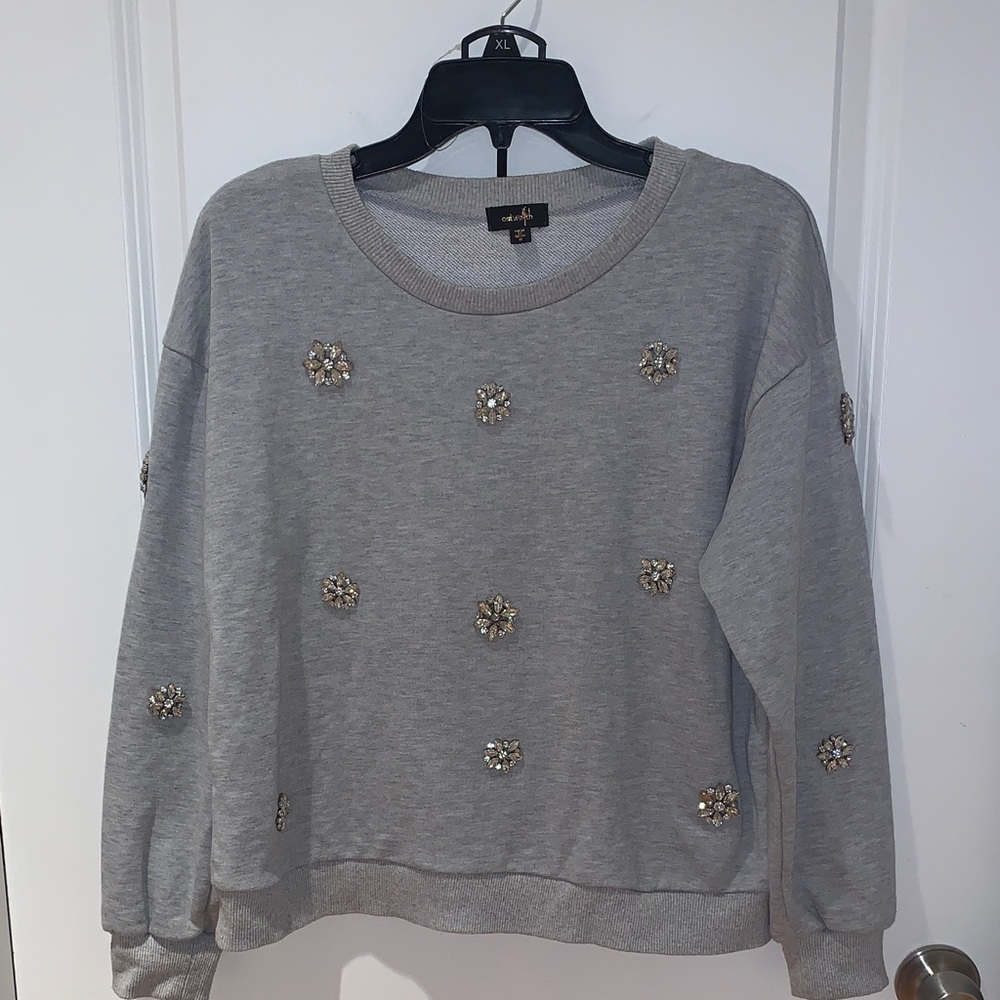 Ontwelfth Embellished Crewneck Sweatshirt - Gray size M
